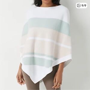 NWT Barefoot Dreams CozyChic Poncho in Pink and White Stripes